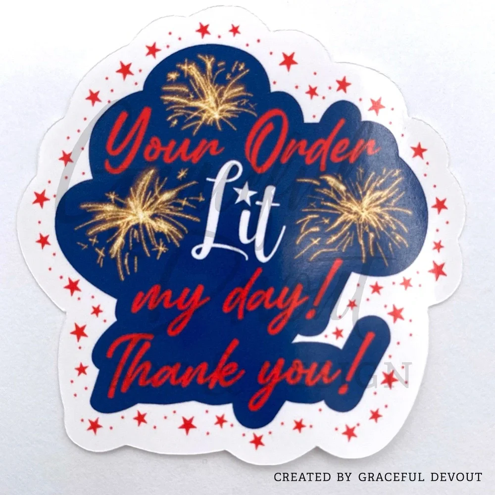 Your Order Lit My Day! Thank You! - 2" (inches) Sticker (48ct.)  [GD144-48] - Picture 5 of 5